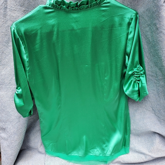 Elie Tahari Green Silk Blouse Size Small - Picture 3 of 12
